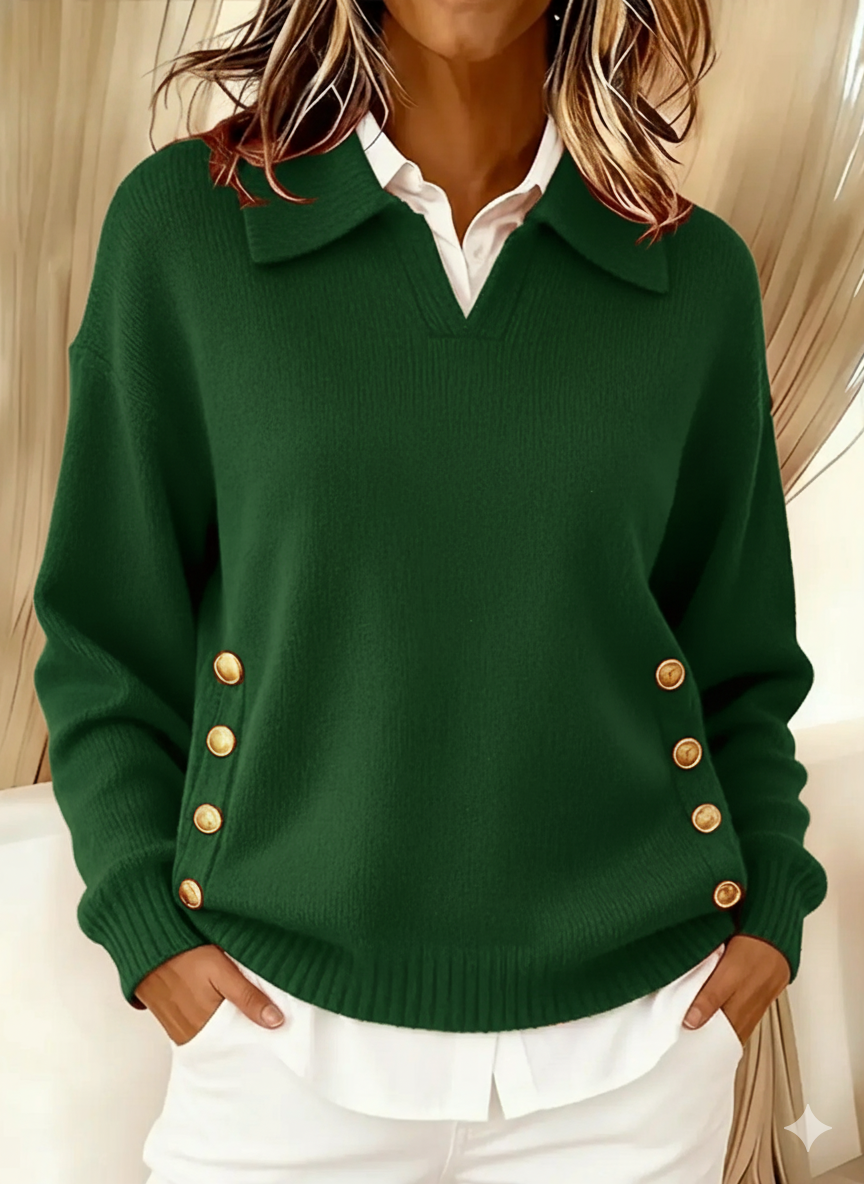 Valentina™ | Suéter con Cuello Polo y Botones