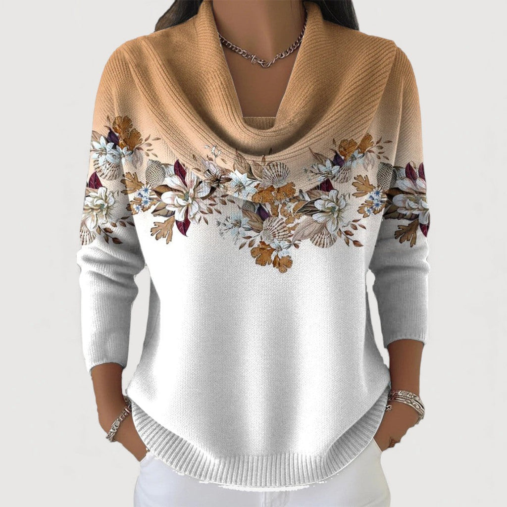 Alba™ | Suéter Floral de Algodón con Cuello Alto