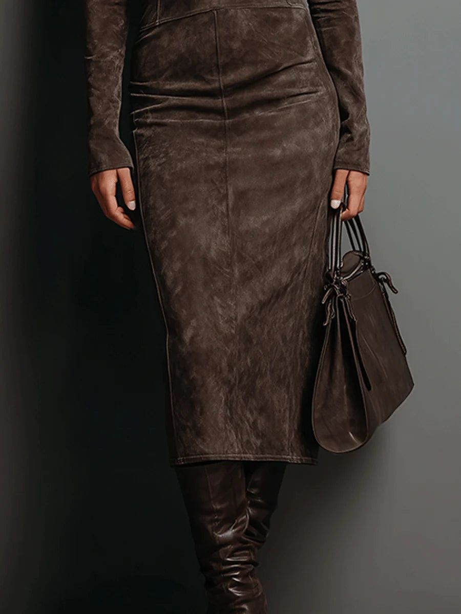 Lorene | Vestido midi de efecto ante