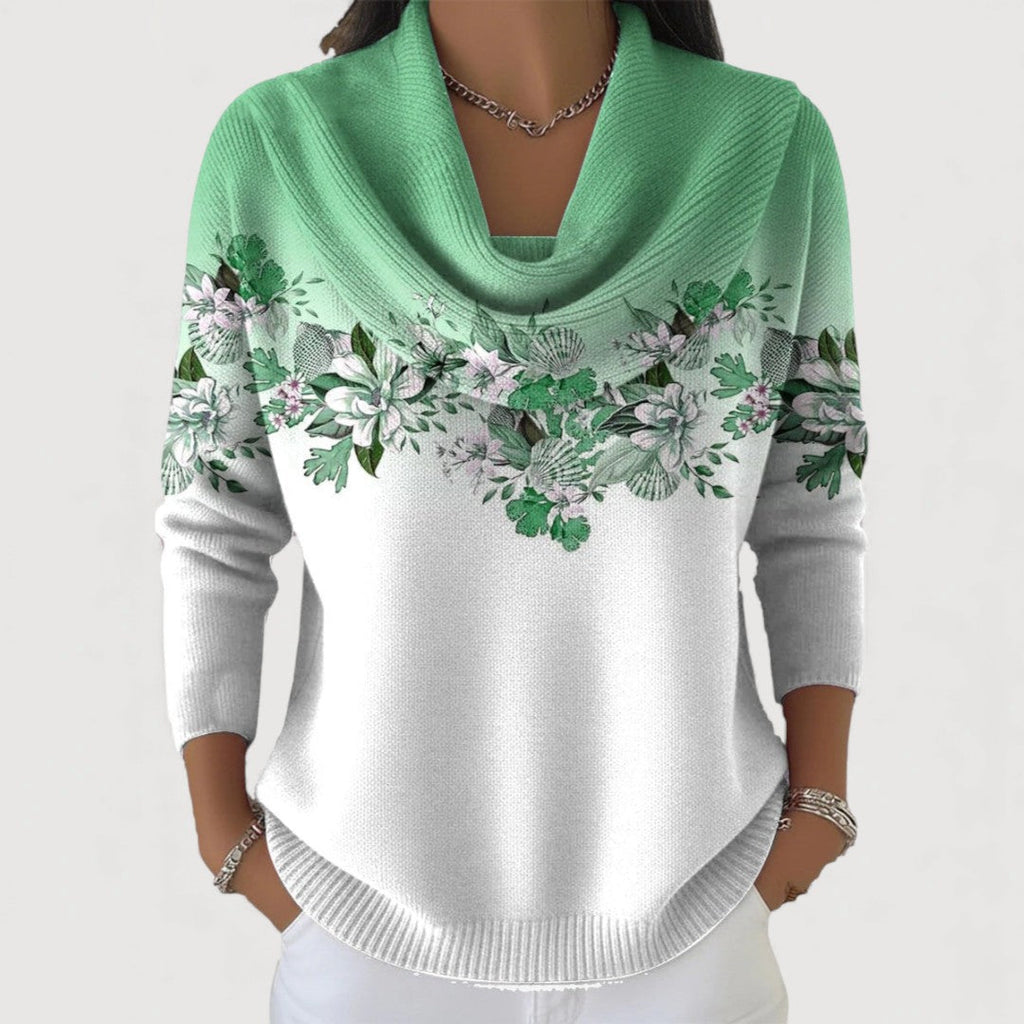 Alba™ | Suéter Floral de Algodón con Cuello Alto
