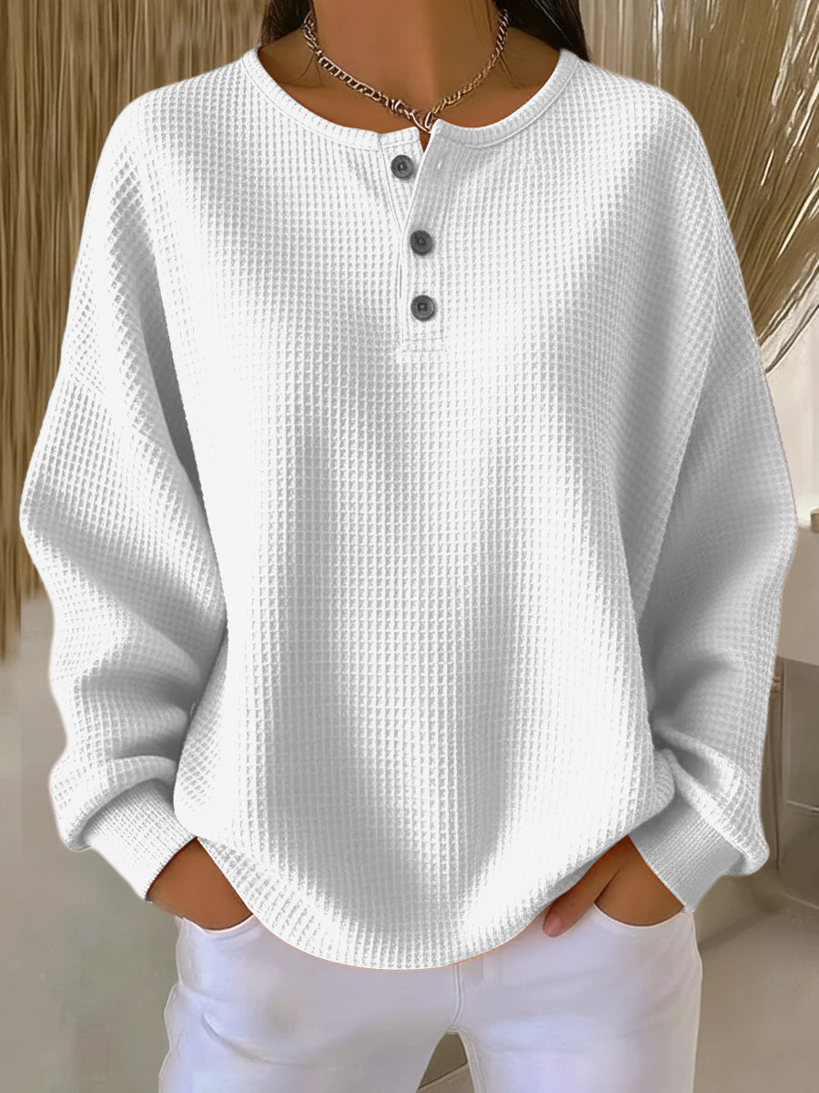 Milagros™ | Sudadera Henley de Textura Waffle