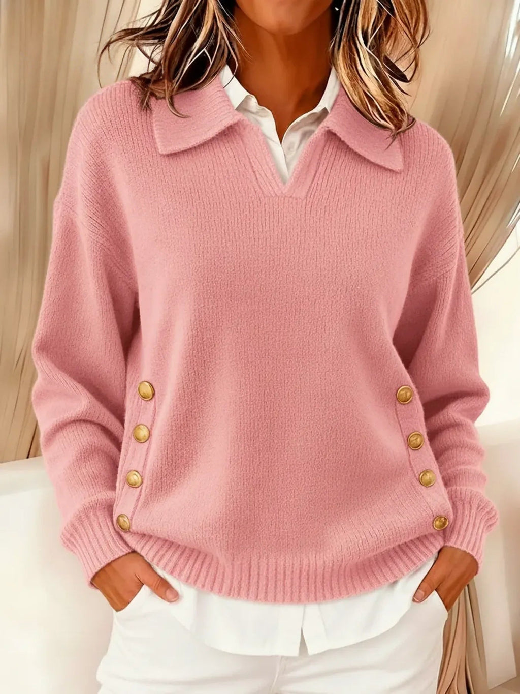 Valentina™ | Suéter con Cuello Polo y Botones