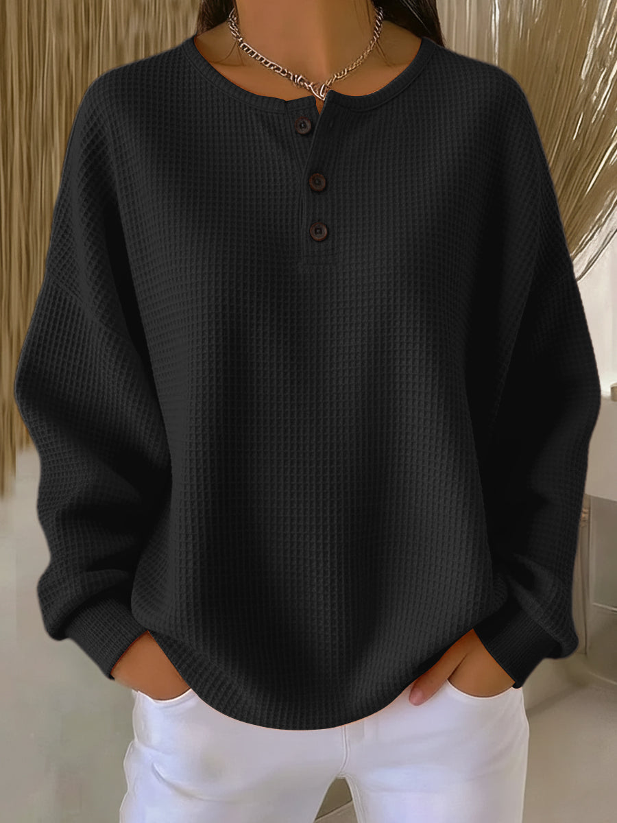 Milagros™ | Sudadera Henley de Textura Waffle