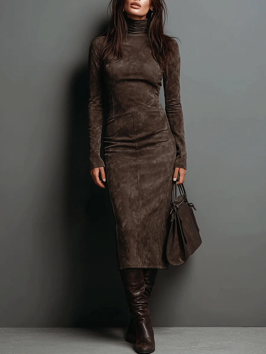 Lorene | Vestido midi de efecto ante