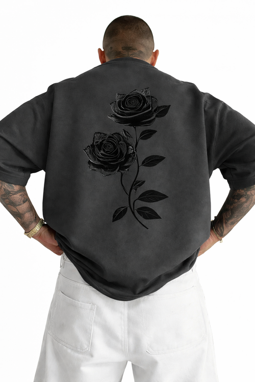 Camiseta Oversize Doble Rosa Negra