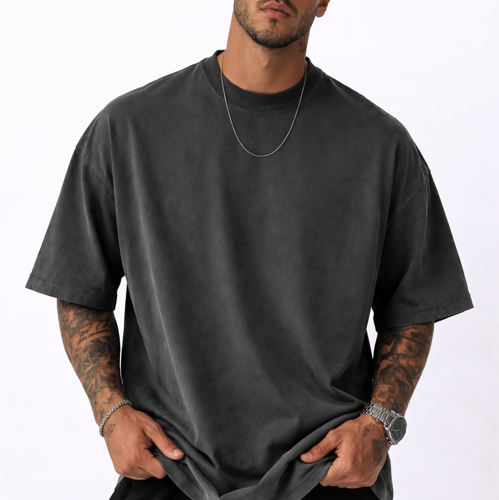 Camiseta Oversize Doble Rosa Negra