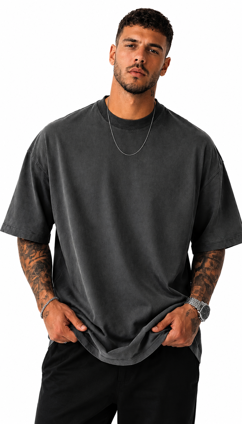 Camiseta Oversize Doble Rosa Negra