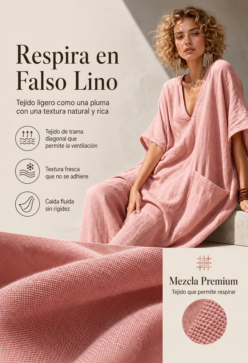 Mono de verano holgado para mujer con cuello en V