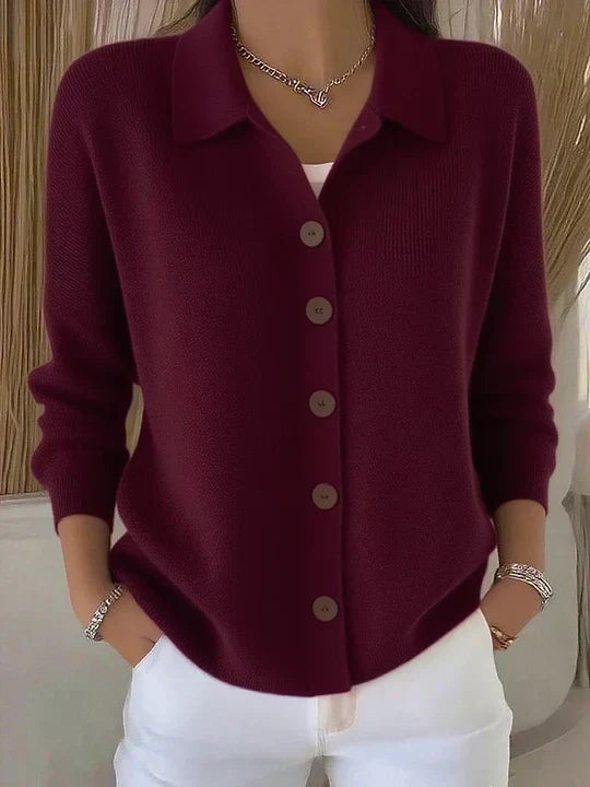 Josefina™ | Cárdigan de Punto con Cuello Alto y Botones