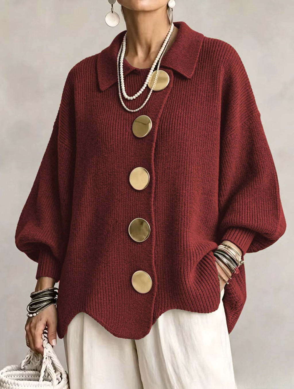 Victoria™ | Cárdigan Oversize con Botones Dorados Grandes