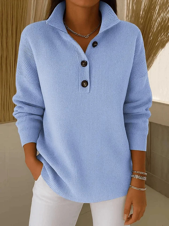 Amparo™ | Suéter Polo de Punto con Cuello en V