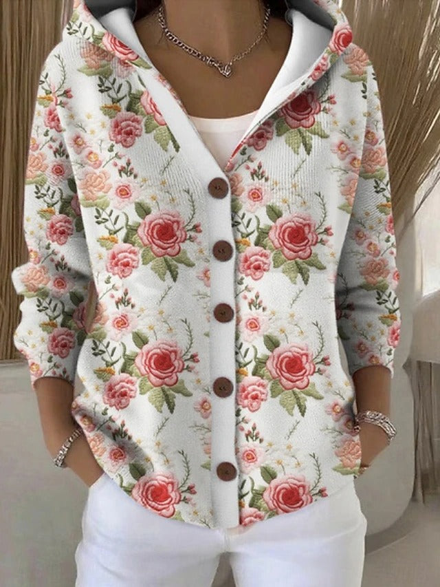 Paloma™ | Cárdigan de Punto Estampado con Capucha