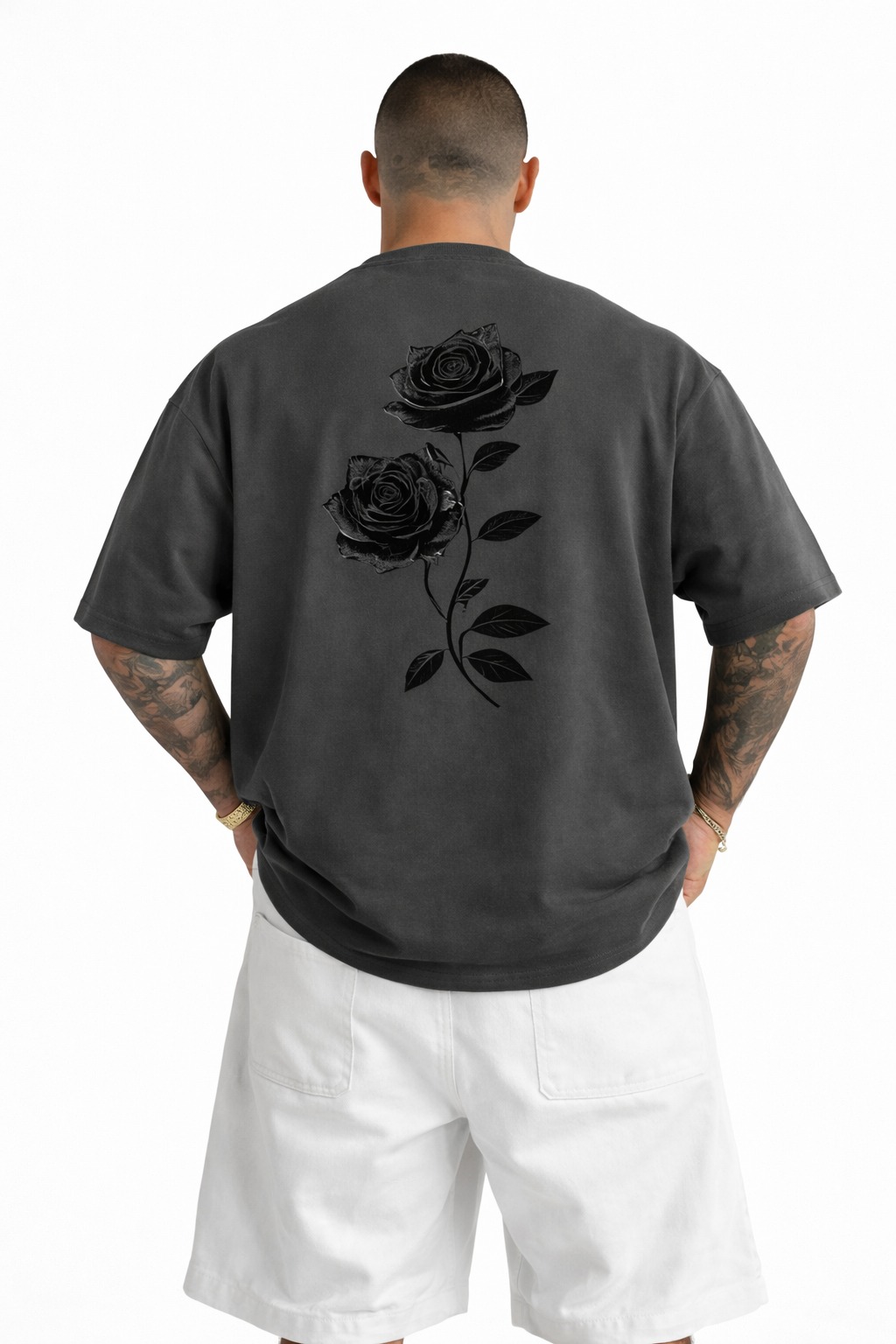 Camiseta Oversize Doble Rosa Negra
