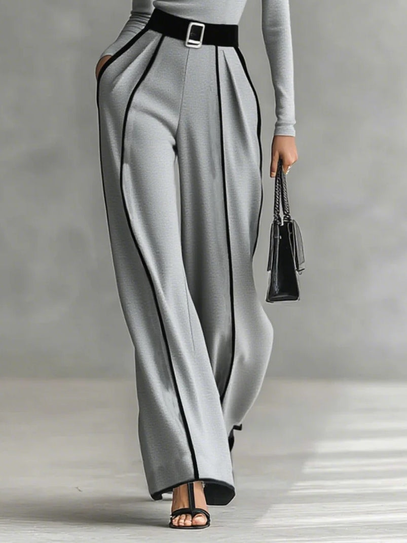 Adele | Conjunto de top de cuello alto con ribetes blancos y pantalón ancho