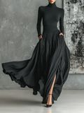 Prudence | Conjunto de falda plisada y camiseta de cuello vuelto negro
