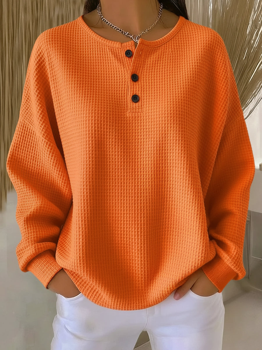 Milagros™ | Sudadera Henley de Textura Waffle