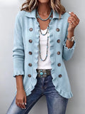 Pepa | Blazer Azul Empolvado con Volantes