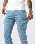 Vaquero Cargo Slim Fit Azul Claro – Estilo Urbano y Comodidad Premium