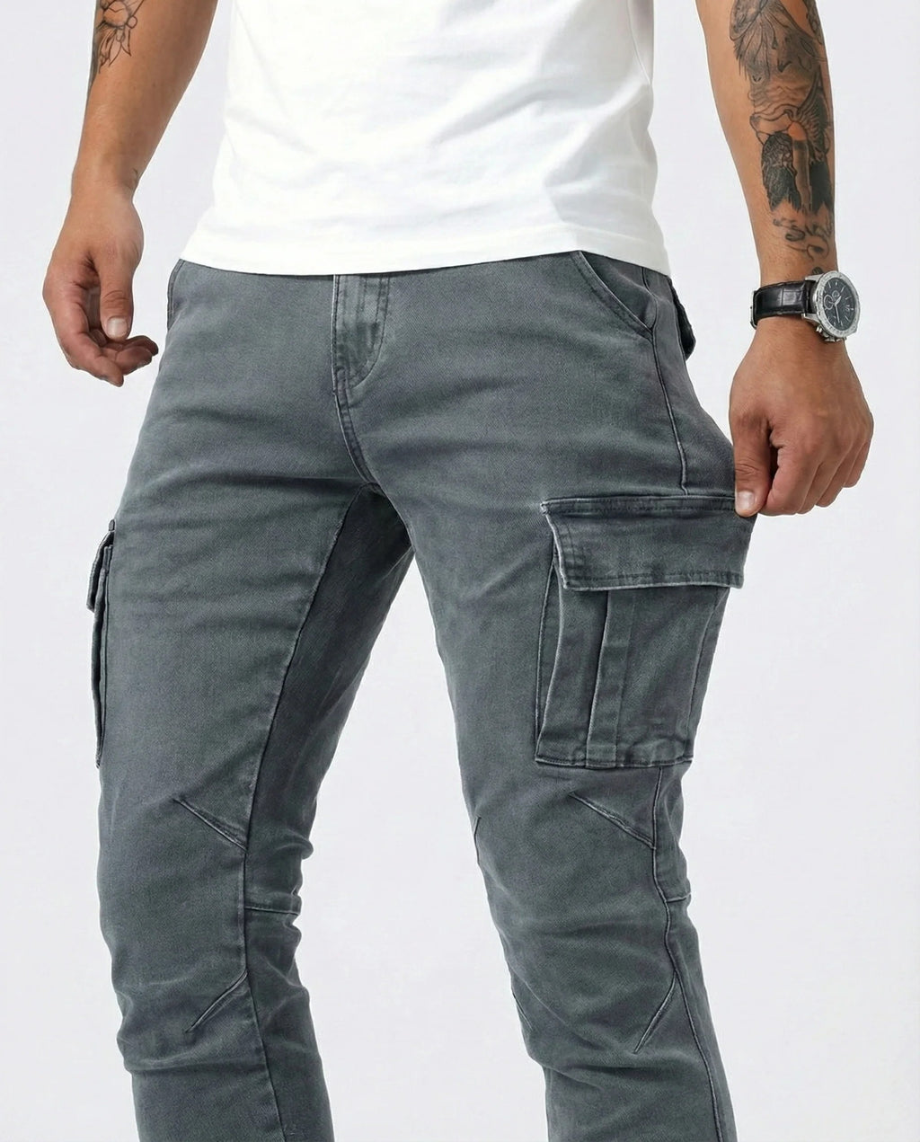 Vaquero Cargo Slim Fit Azul Claro – Estilo Urbano y Comodidad Premium