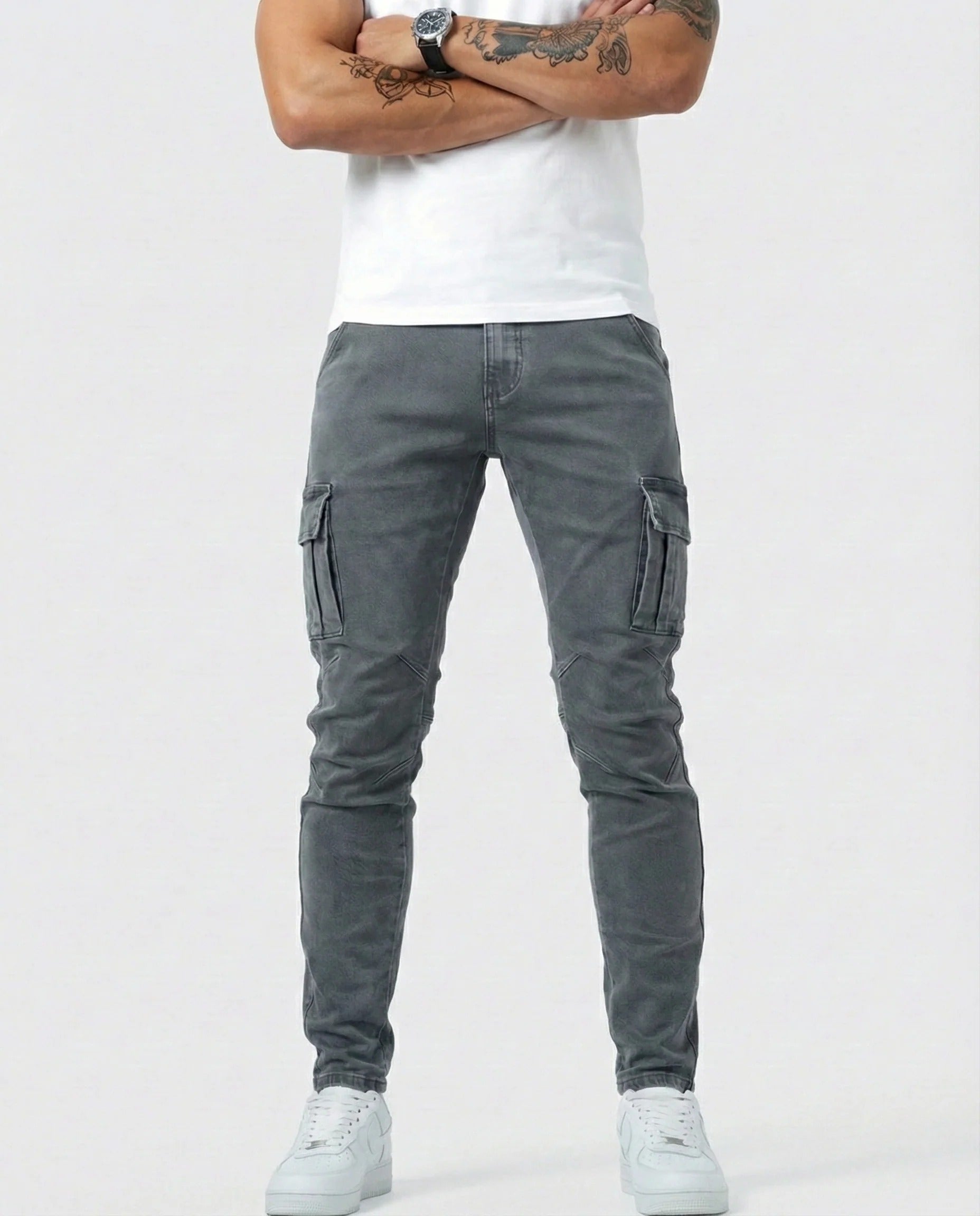 Vaquero Cargo Slim Fit Azul Claro – Estilo Urbano y Comodidad Premium
