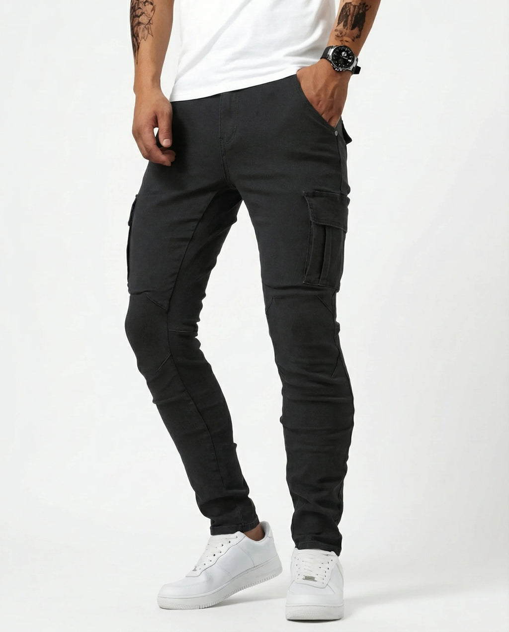 Vaquero Cargo Slim Fit Azul Claro – Estilo Urbano y Comodidad Premium
