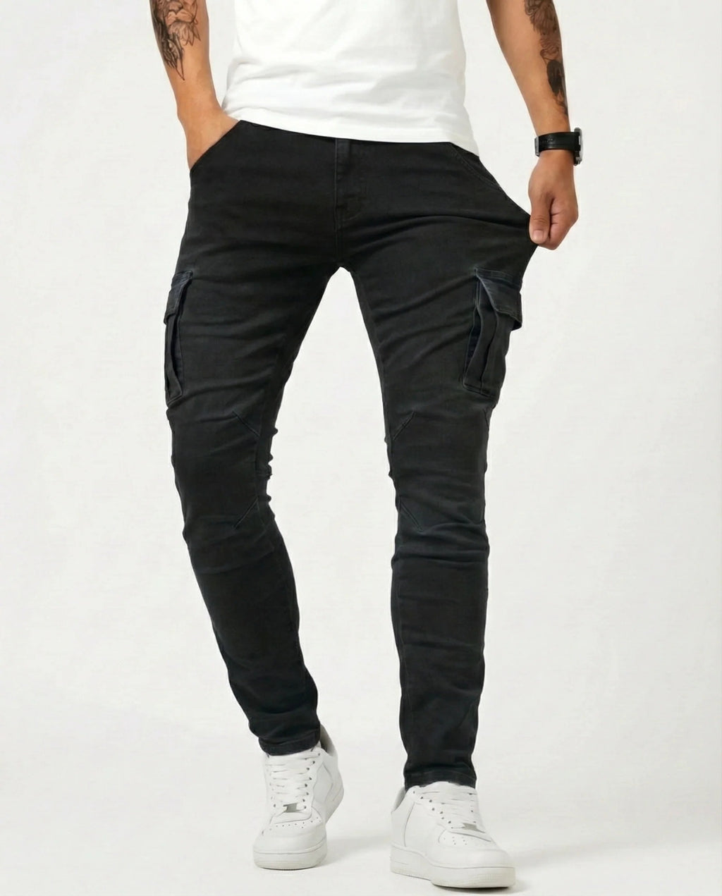 Vaquero Cargo Slim Fit Azul Claro – Estilo Urbano y Comodidad Premium