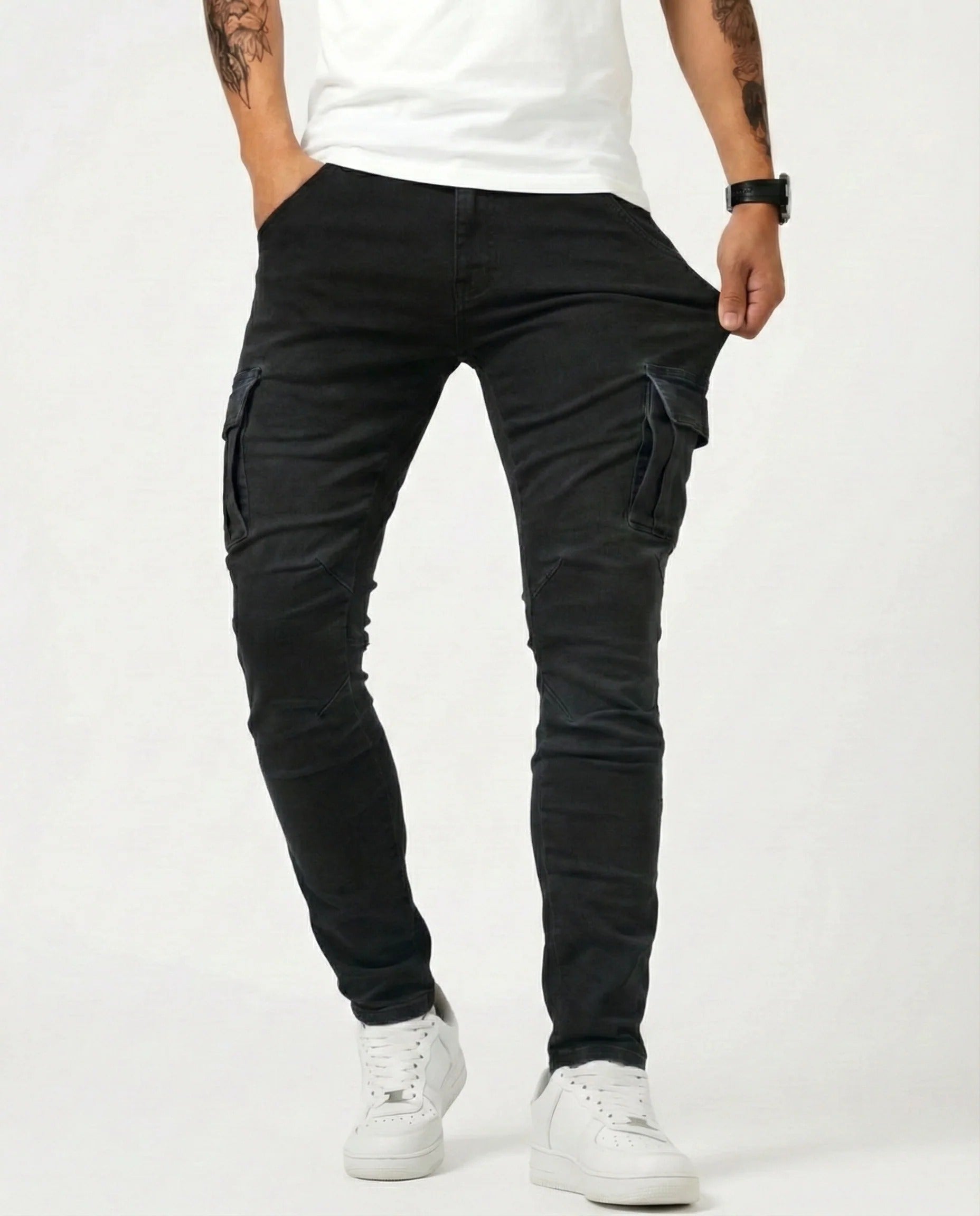 Vaquero Cargo Slim Fit Azul Claro – Estilo Urbano y Comodidad Premium