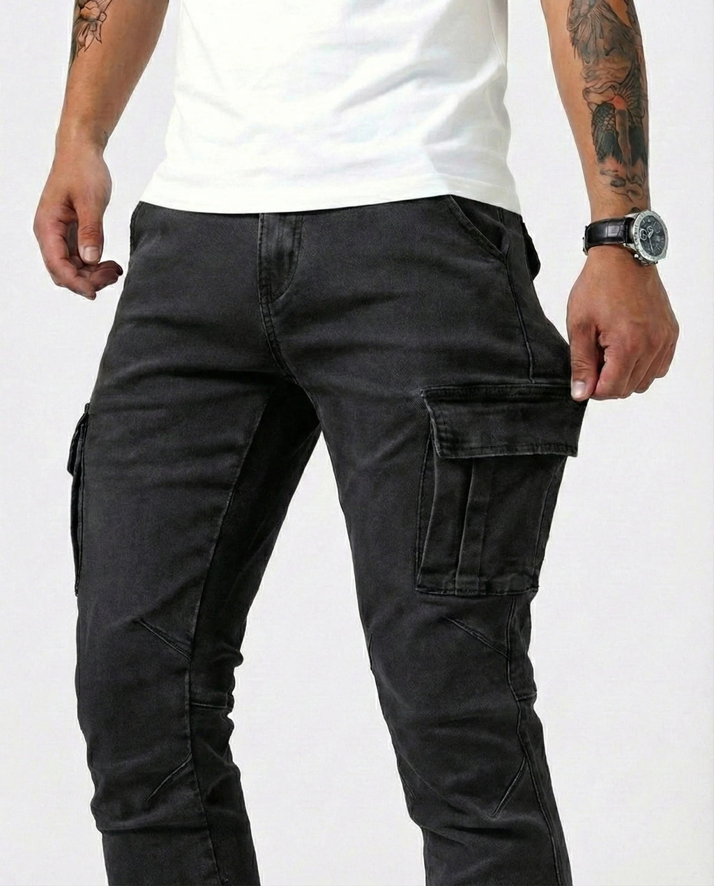 Vaquero Cargo Slim Fit Azul Claro – Estilo Urbano y Comodidad Premium