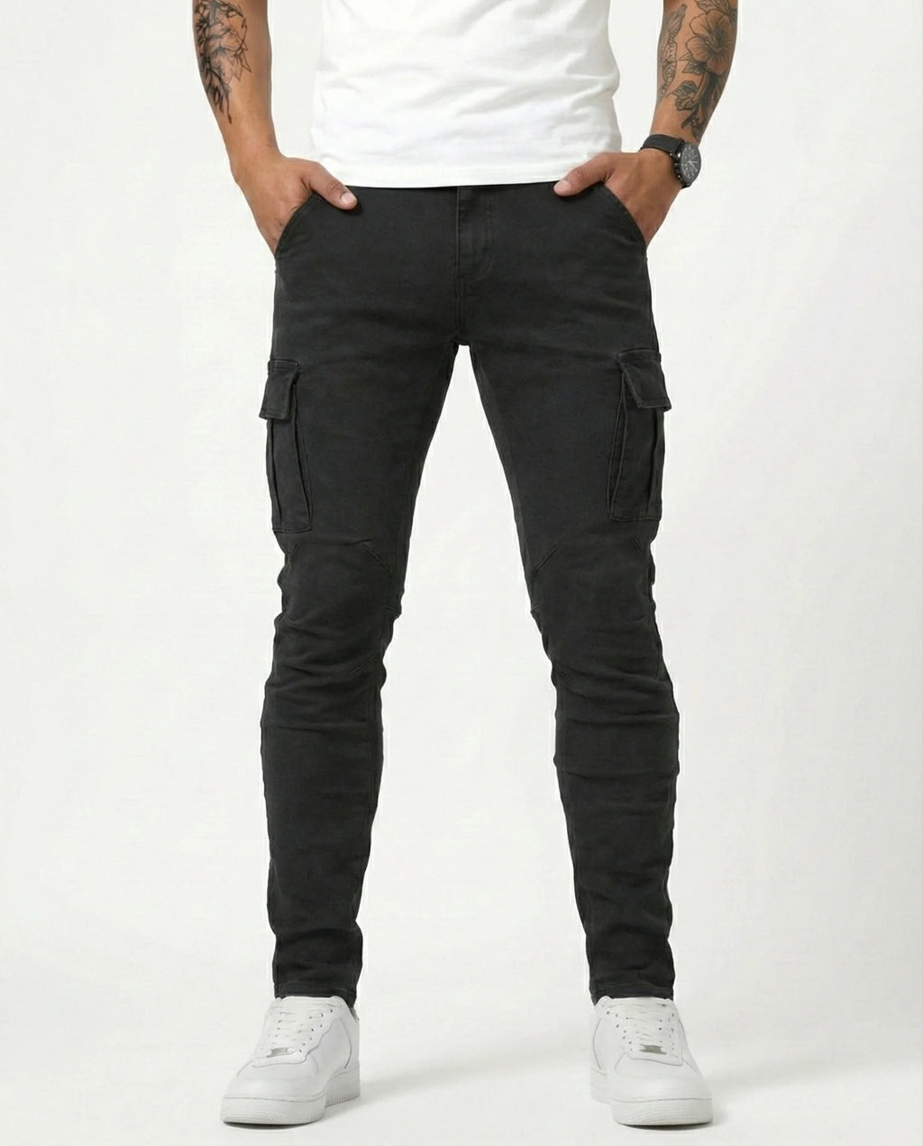 Vaquero Cargo Slim Fit Azul Claro – Estilo Urbano y Comodidad Premium