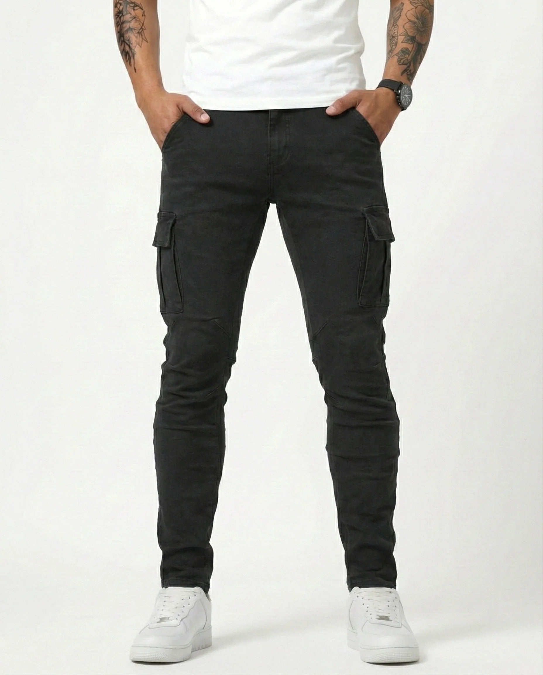 Vaquero Cargo Slim Fit Azul Claro – Estilo Urbano y Comodidad Premium