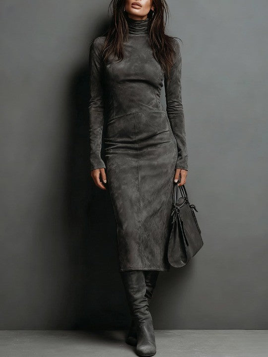 Lorene | Vestido midi de efecto ante