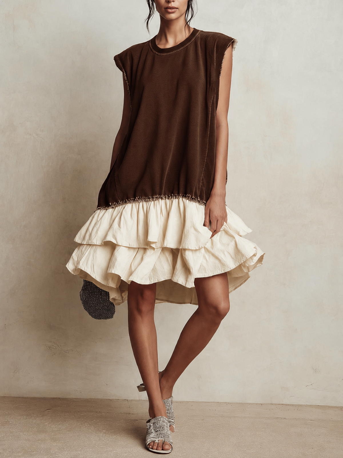 Ilaria | Vestido informal con bloques de color, corte holgado, ideal para las vacaciones