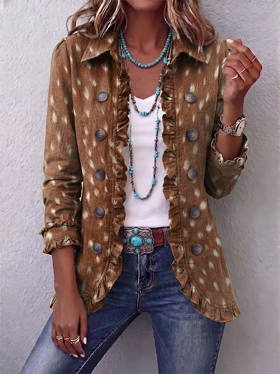 Vanesa | Blazer Estampado Animal con Volantes