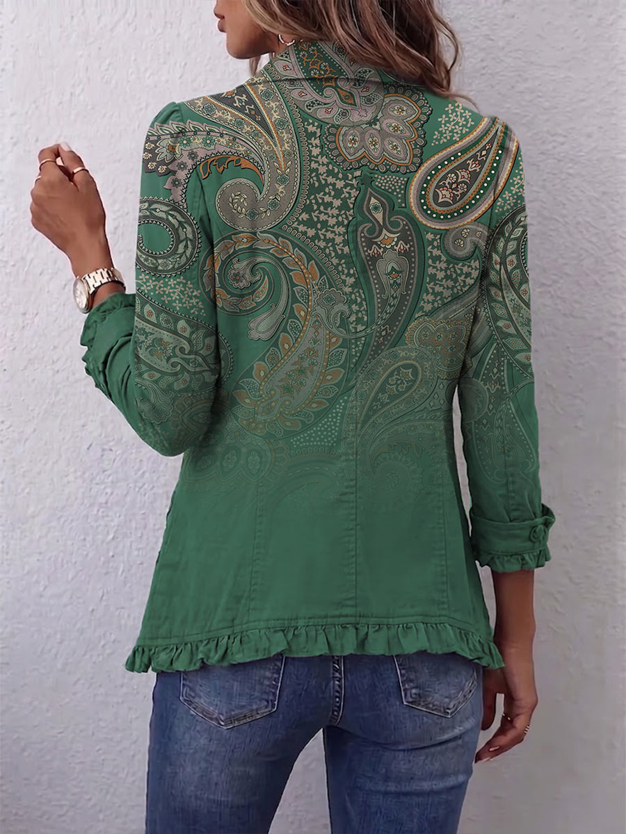 Inés | Blazer con estampado de cachemira verde