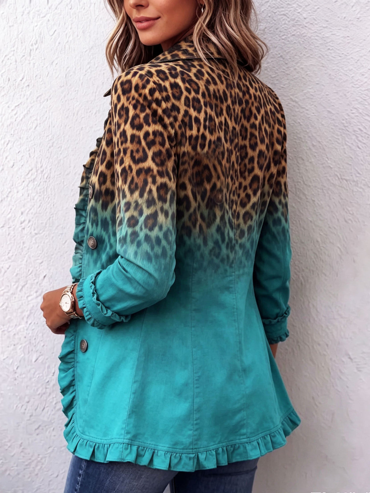 Rosa María | Blazer Leopardo Degradado con Volantes