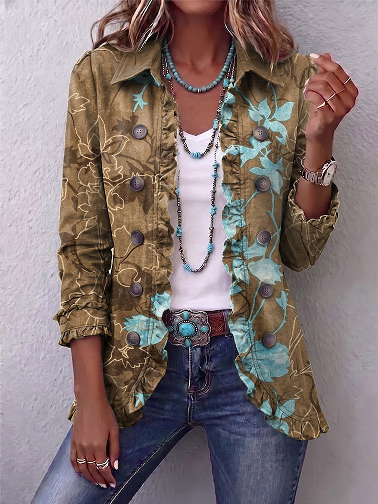 Marga | Blazer Floral Degradado con Volantes