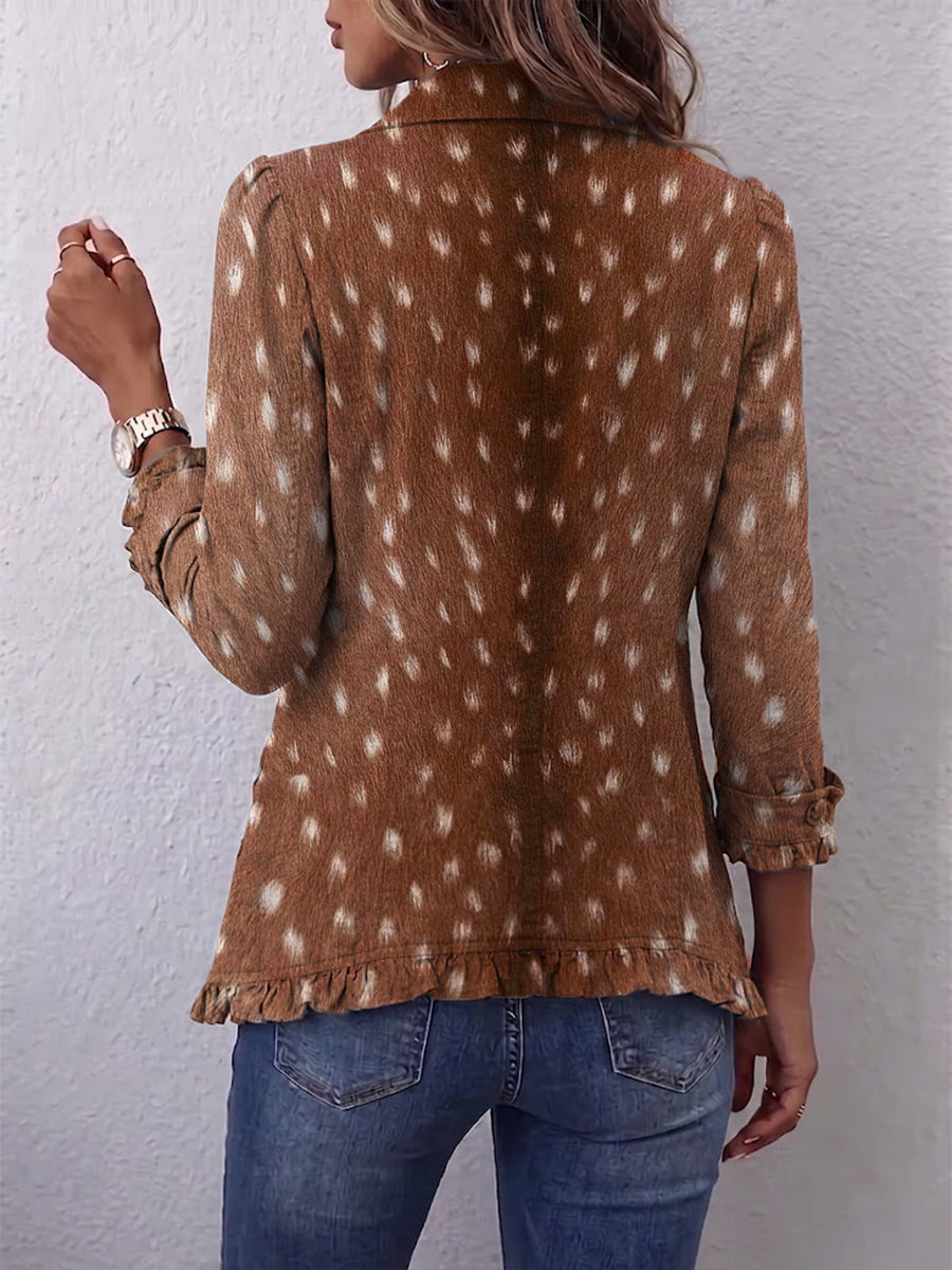 Vanesa | Blazer Estampado Animal con Volantes