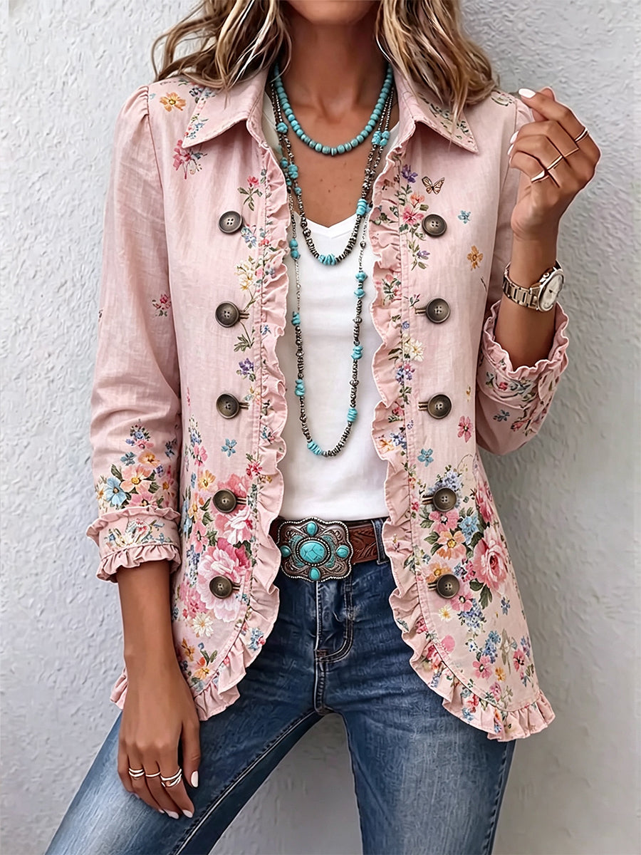Loli | Blazer Floral con Volantes y Botones