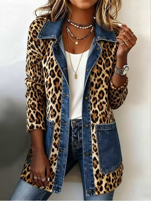 Charo | Blazer Largo de Leopardo con Vaquero